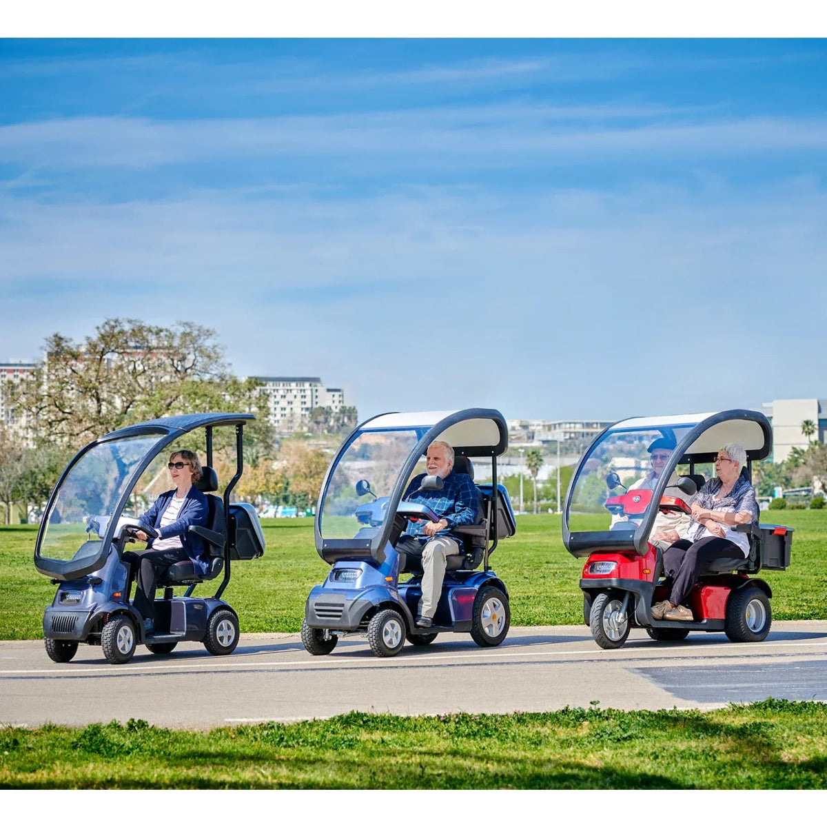 Afiscooter S3 Dual - Seat Fully - Enclosed All - Terrain 3 - Wheel - Afikim - 2 Seater Electric Scooters