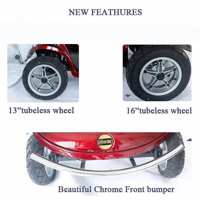 VitaFom L43 Extra Wide Double Seat Mobility Scooter with Canopy - VitaFom - 2 Seater Electric Scooters